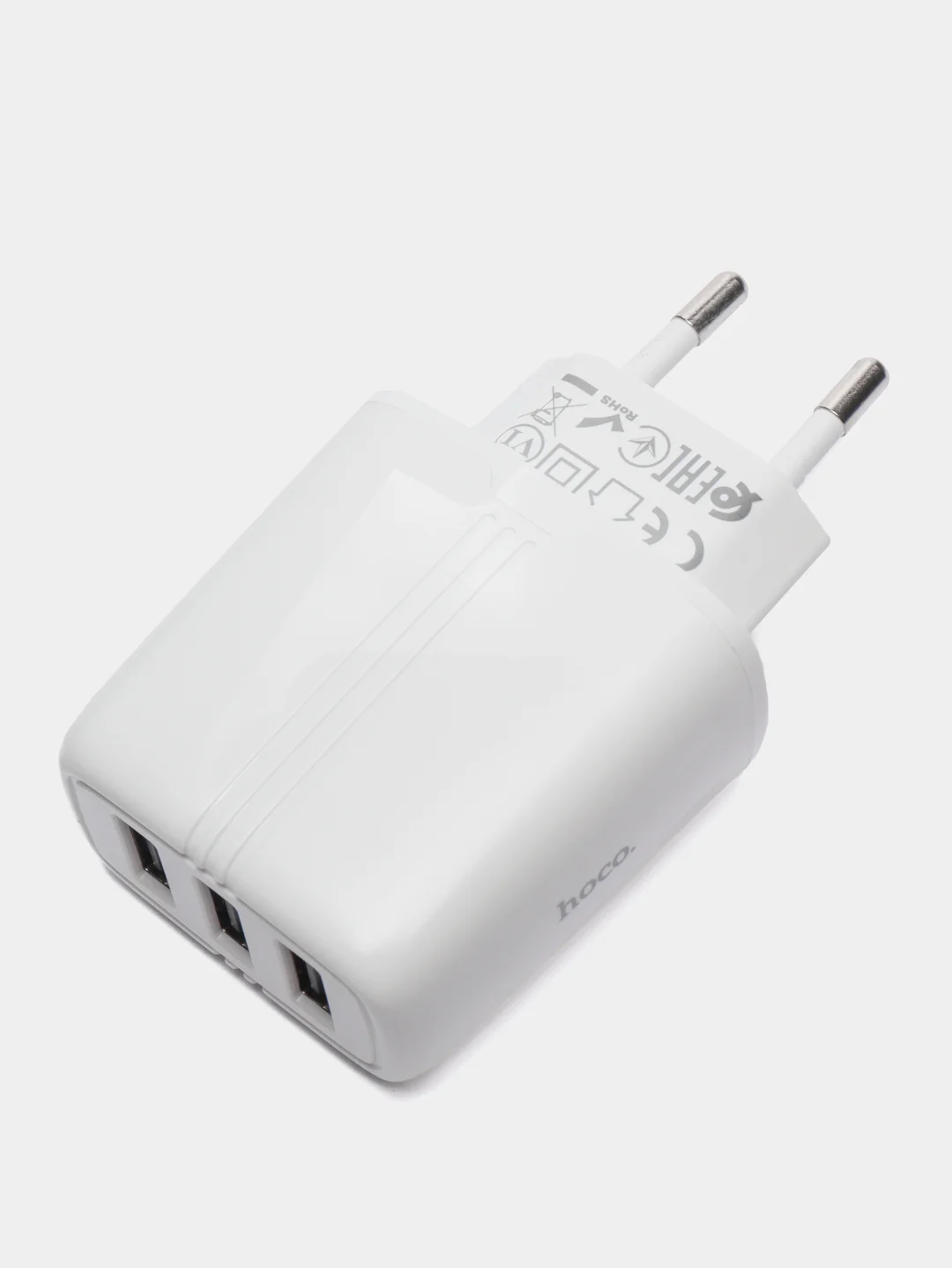 Белый сетевое зарядное устройство Hoco N15, 3 USB, 2.4 A