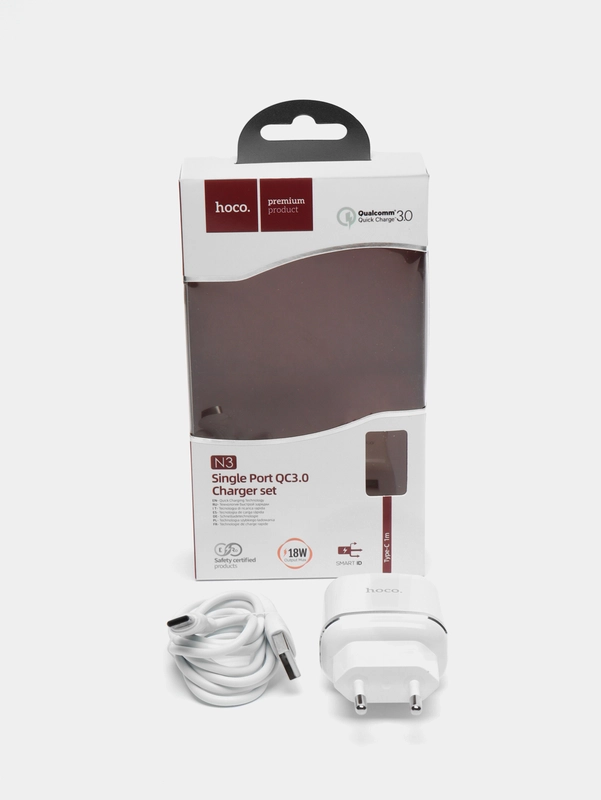 Сетевое зарядное устройство Hoco N3, c кабелем Type-C - USB, 18 W