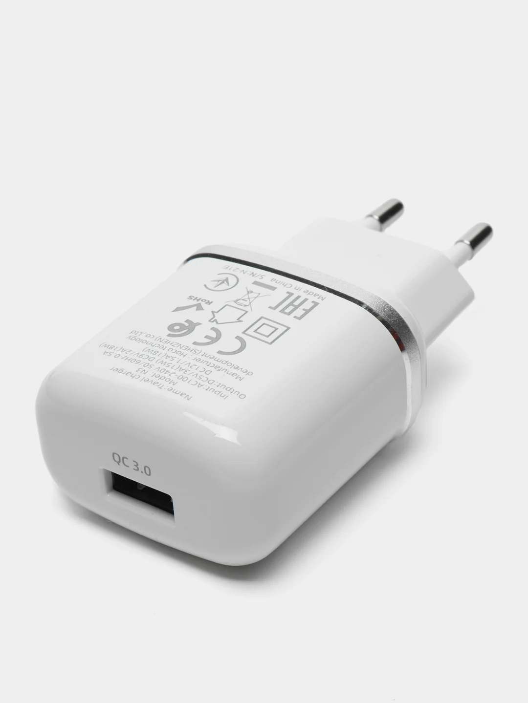 Белый сетевое зарядное устройство Hoco N3, c кабелем Type-C - USB, 18 W