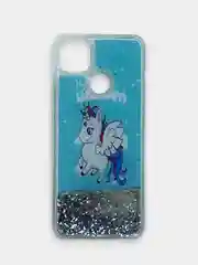 Голубой чехол Xiaomi Redmi 9C, Redmi 9C NFC, Redmi 10A, Редми 9С переливающийся жидкий с блестками