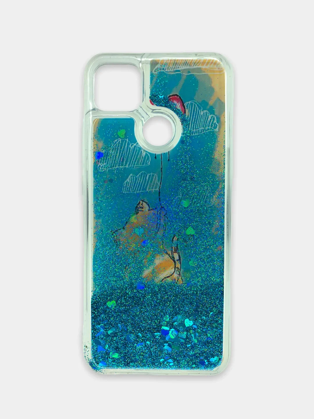 Лазурный чехол Xiaomi Redmi 9C, Redmi 9C NFC, Redmi 10A, Редми 9С переливающийся жидкий с блестками