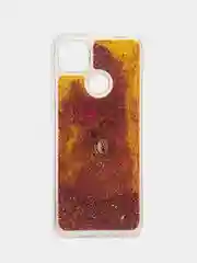 Желтый чехол Xiaomi Redmi 9C, Redmi 9C NFC, Redmi 10A, Редми 9С переливающийся жидкий с блестками