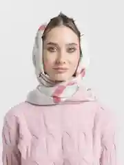 Пастельно-коралловый палантин хлопковый, тонкий, 68 х 175 см