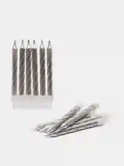 Серый металлик свечи для торта, с топпером