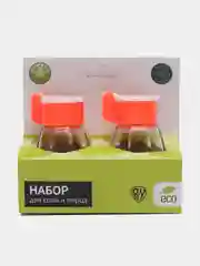 Оранжевый набор для соли и перца, стекло и пластик