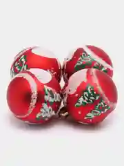 Красный набор новогодних шаров для елки Змея, 6 см, 4 штуки, матовые, символ года 2025