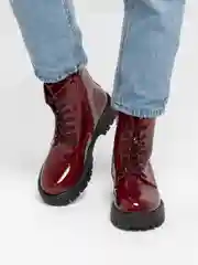 Красный ботинки женские, высокие