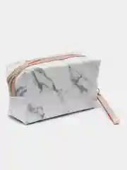 Белый женская косметичка-пенал, из искусственной кожи, с мраморным рисунком