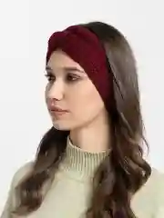 Бордовый вязаная повязка на голову, чалма теплая