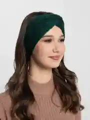 Зеленый вязаная повязка на голову, чалма теплая