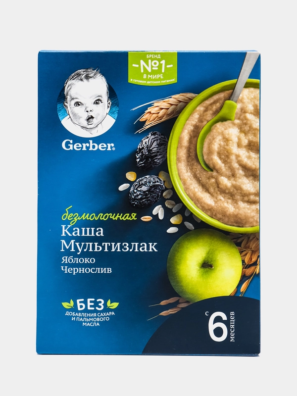 Каша детская GERBER мультизлак яблоко-чернослив безмолочная 180 г