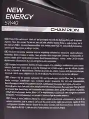 Автомобильное синтетическое моторное масло Champion New Energy, 5W40, 1 л