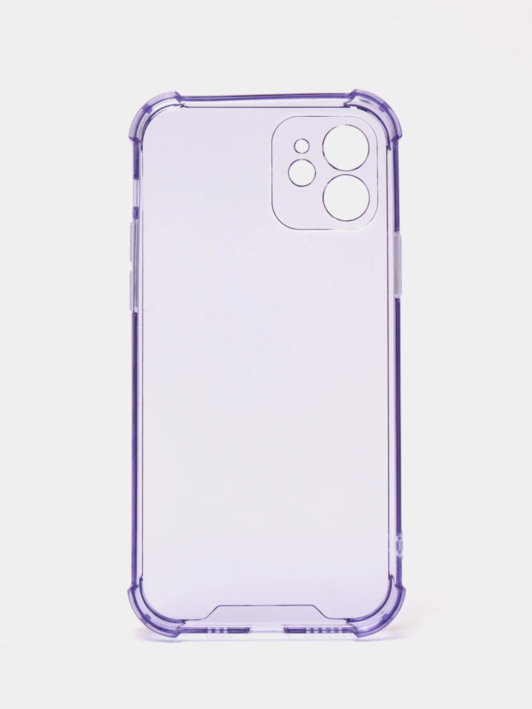 Фиолетовый силиконовый прозрачный противоударный, неоновый чехол для iPhone 11 / 12 с защитой камеры