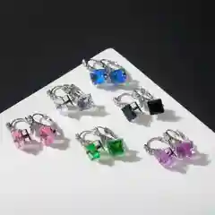Серьги со стразами "Ромб"