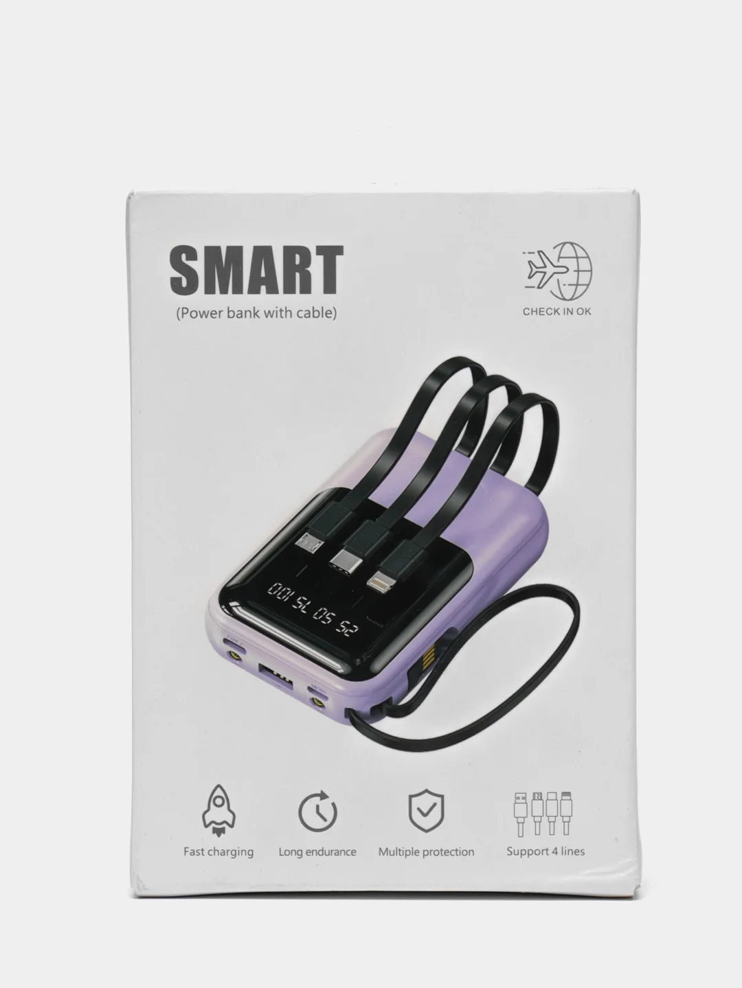 Внешний аккумулятор SMART Power Bank with cable, 20000 mAh