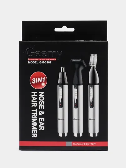 Универсальный триммер Geemy GM-3107 для носа, ушей, бороды и усов, 3 в 1