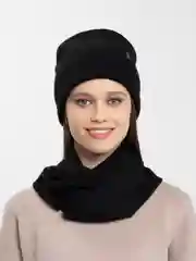 Черный шапка женская, снуд в комплекте, флисовый подклад
