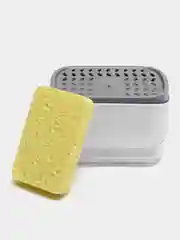 Белый диспенсер для моющих средств, c держателем губки