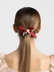 Красный резинка для волос, с жемчугом