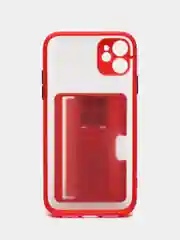 Красный чехол с карманом для карт на iPhone 7, 8, XR, 11, 12, 13, Pro, Max, SE, магнит, подставка