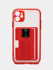 Красный чехол с карманом для карт на iPhone 7, 8, XR, 11, 12, 13, Pro, Max, SE, магнит, подставка