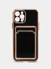 Черный чехол на айфон 11, для iPhone 13, 12 Mini 7/8 Plus/XR/XS/15 Pro Max, с карманом для карт
