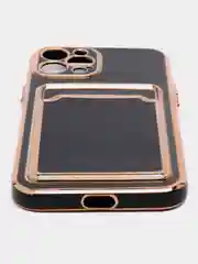 Черный чехол на айфон 11, для iPhone 13, 12 Mini 7/8 Plus/XR/XS/15 Pro Max, с карманом для карт