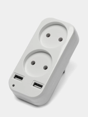 Сетевой адаптер с двойной розеткой и с 2 USB портами