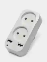 Сетевой адаптер с двойной розеткой и с 2 USB портами