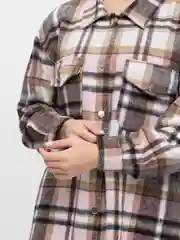 Розовый клетчатая рубашка женская