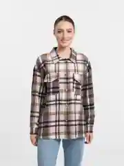 Розовый клетчатая рубашка женская