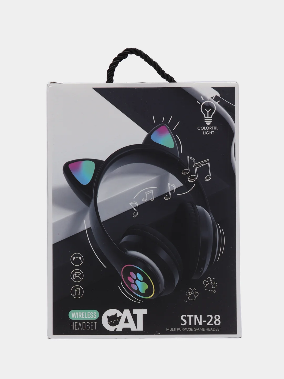 Черный беспроводные наушники Cat Ear STN-28, с кошачьими светящимися ушками