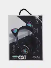 Черный беспроводные наушники Cat Ear STN-28, с кошачьими светящимися ушками