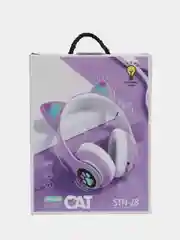 Лавандовый беспроводные наушники Cat Ear STN-28, с кошачьими светящимися ушками