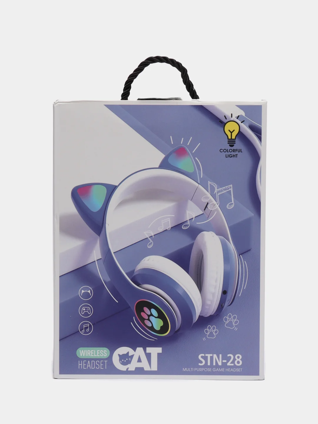 Синий беспроводные наушники Cat Ear STN-28, с кошачьими светящимися ушками