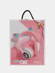 Розовый беспроводные наушники Cat Ear STN-28, с кошачьими светящимися ушками