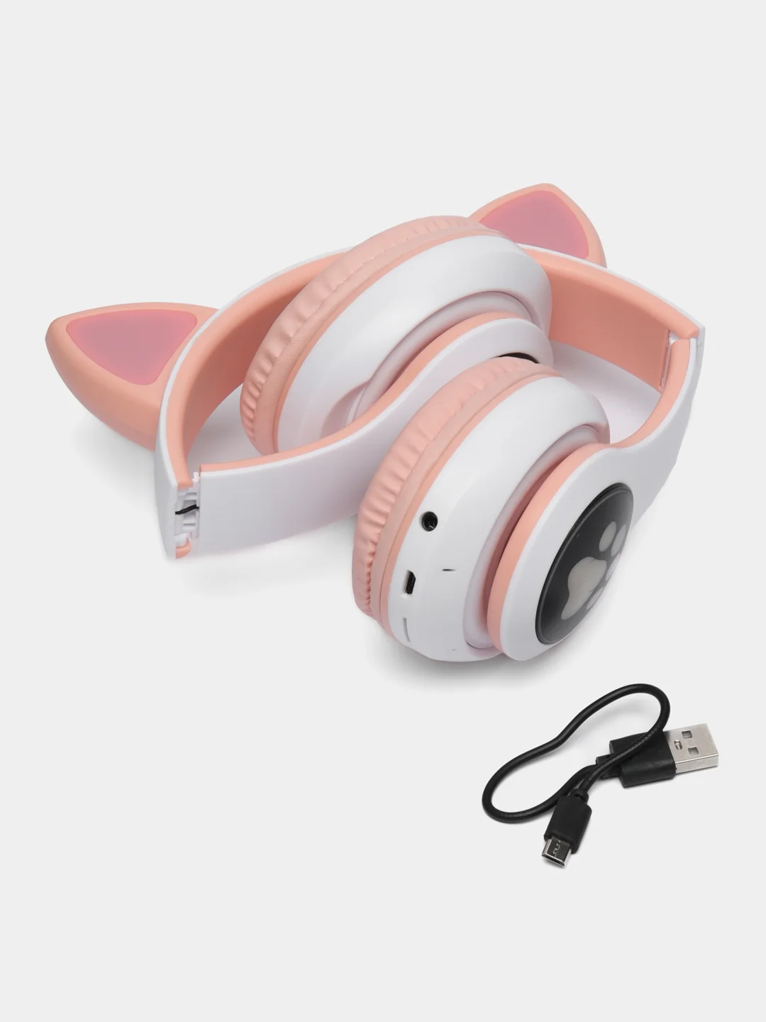 Розовый беспроводные наушники Cat Ear STN-28, с кошачьими светящимися ушками