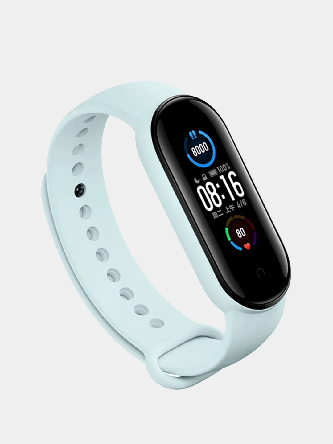 Светло-синий силиконовый ремешок для фитнес-браслета Xiaomi Mi Smart Band 5 / 6