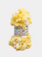 Желтый пряжа Alize Puffy Color, петельки большие, 100 г, 9 м