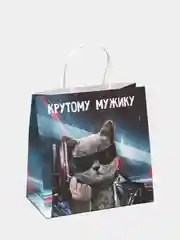 Алый пакет подарочный с надписью , 22х22х11 см, 23 вида
