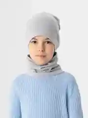 Серый меланж комплект: шапка и снуд