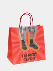 Алый пакет подарочный с надписью , 22х22х11 см, 23 вида
