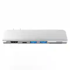 Серебряный адаптер для MacBook Pro/Air, USB 3.0, Type-C, HDMI 4K, TF SD Reader