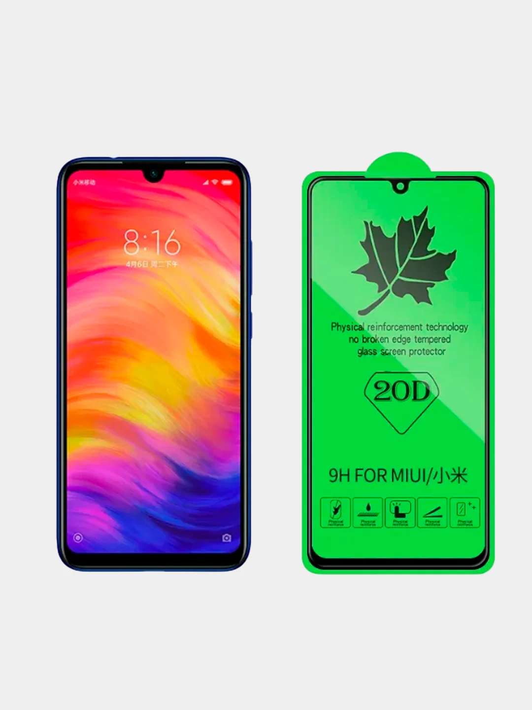 Защитное стекло 20D для Xiaomi mi7,8,8lite,9,9se,Redmi7,7A,8,8A,k20,k30,7,8,8pro,8T,9,9s