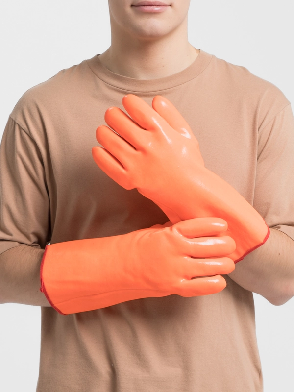 Перчатки утепленные, МБС, флис, ПВХ, длина 34 см