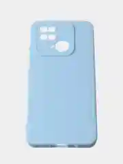 Голубой чехол для Redmi 10C матовый, с дополнительной защитой камеры