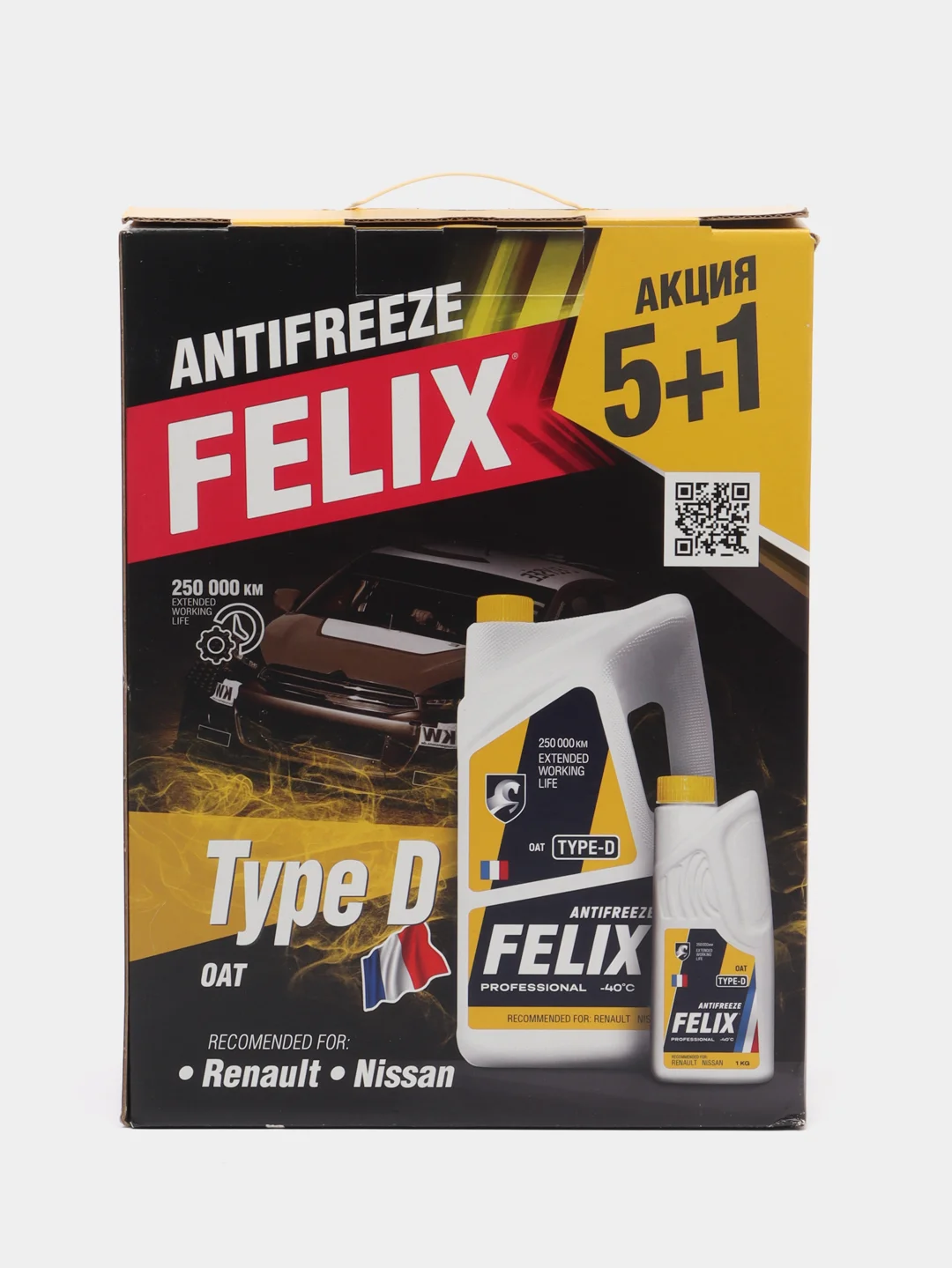 Антифриз Felix Type-D G12+ Желтый, -40 С, промокороб 5 + 1 кг, RENAULT ...