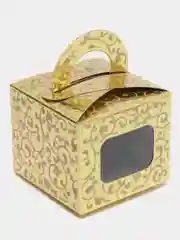 Золотой коробка подарочная самосборная с окном, 9,5*9,5*8 см, 2 цвета