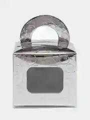 Серебряный коробка подарочная самосборная с окном, 9,5*9,5*8 см, 2 цвета