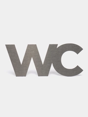 Табличка на дверь туалета Metalts WC нержавеющая сталь 1,5мм. 16х7см